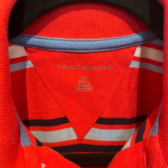 Polo Tommy Hilfiger Red Ruby with Blue stripes - Picture 4 of 4